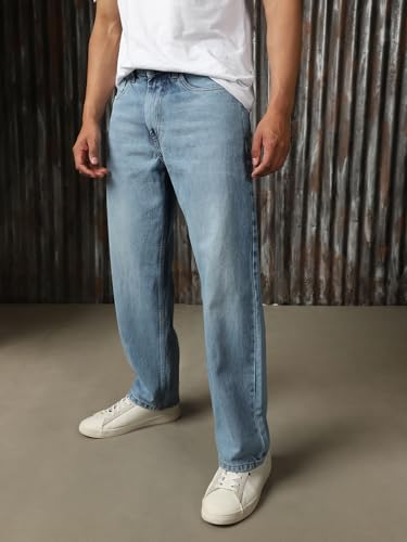 Image of High Star Men Washed Cotton Flared Fit Mid- Rise Jeans 22
