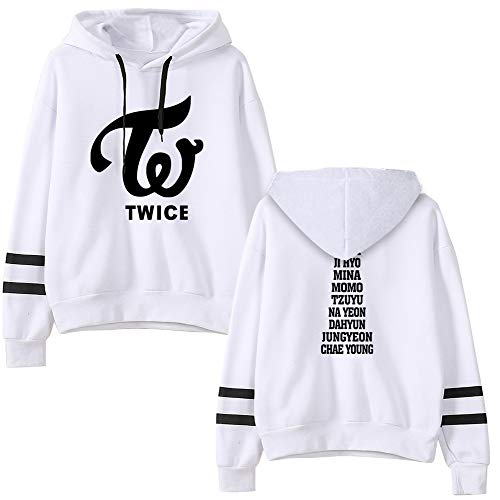 KPOP Twice Sudaderas con Capucha de Manga Larga Impresión Hoodies Suelto Pullover Top Casual con Cordón Hombres y Mujeres NA YEON Jung YEON Momo Sana JI Hyo Mina DAHYUN CHAE Young TZUYU Cover