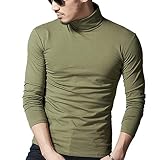 [ユニベイズ] タートルネック メンズ 長袖 Tシャツ インナー 薄手 綿 ハイネック (JP, アルファベット, XL, カーキ)