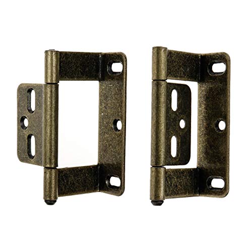 Lc Lictop Full Inset Partial Wrap Non-Mortise Door Hinges Antique Bronze Vintage Cabinet Furniture Hinge 4Pcs #TOP1
