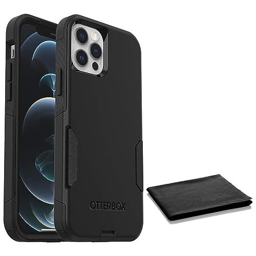 OtterBox Commuter Series Case for iPhone 12 & iPhone 12 Pro (Only) - with Cleaning Cloth - Non-Retail Packaging - Black