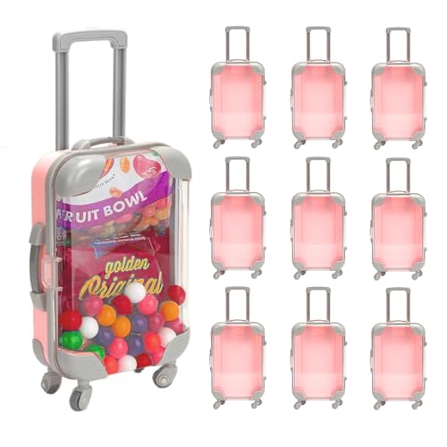 BEIYUANYA 10 Pack Mini Suitcase Gift Box Pink Plastic False Eyelashes Box for Girls Birthday Party Wedding Family Vacation Jewelry Bridesmaid Bride