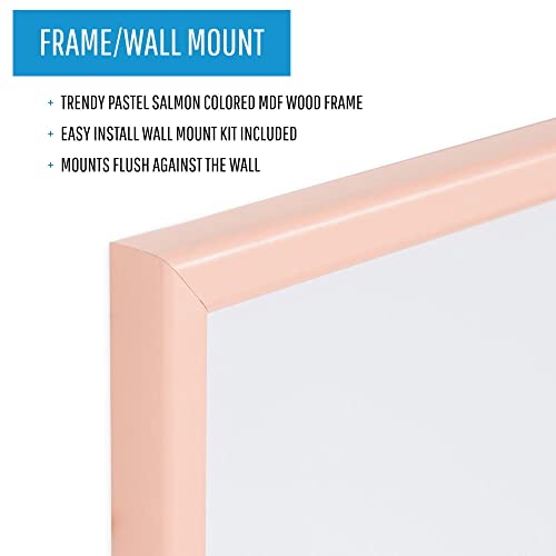 Mastervision Pastel Collection Combo Dry Erase Whiteboard/Cork Bulletin Board, Salmon Colored Mdf Frame, 23.62" X 17.72" #TOP3