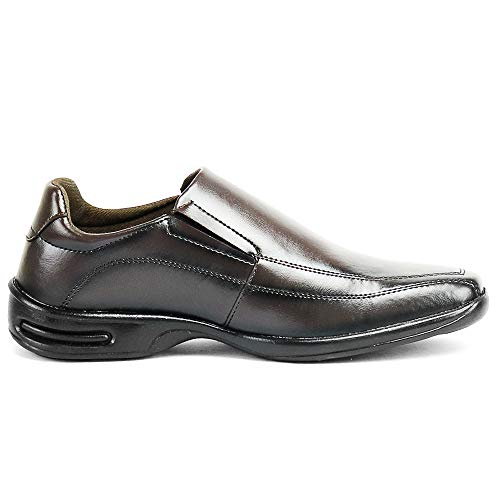 Sapato Social Conforto Com Elástico Brilhante Sapatofran Masculino (42, CAFÉ)