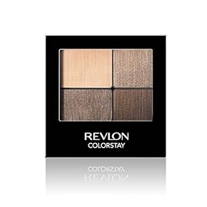 Revlon ColorStay 16 Hour Eyeshadow Quad with Dual-Ended Applicator Brush, Longwear, Intense Color Smooth Eye Makeup for Day & Night, Addictive (500)