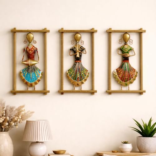 Image of Rajasthani Decorative Items Metal Frame (12 x 6.5 Inch) | Home decoration Item for living room Wall Hangings Traditional Wall Decor for Living Room & Home Decoration | Artistic Wall Hanging metal wall decor | Wall Decor Items for Home