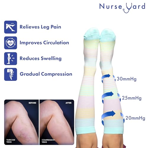 Image of Nurse Yard Compression Socks for Nurses - Women & Men - 20-30mmHg Graduated Compression, For Medical Staff, Athletes - 1 Pair