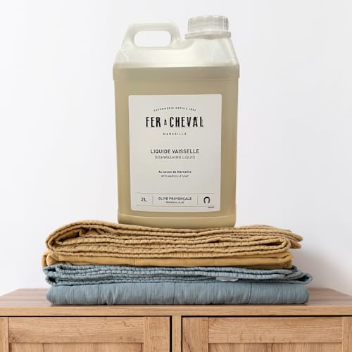Image of Fer a Cheval Marseille Dishwashing Soap, Olive Oil Based, Made in France - Liquid Dishwashing Refill Soap, 2 L /67.6 fl oz