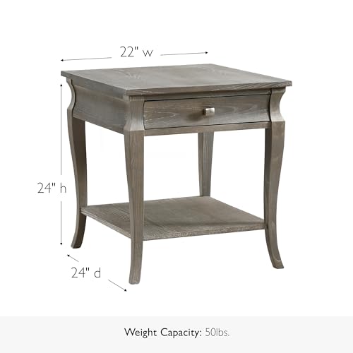 Image of Leick Home 11607-GW Luna One Drawer Side Table and Shelf, Gray Wash