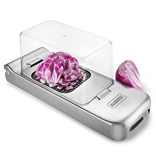 ALLIGATOR 3094 - Hachoir Multifonction Inox Avec Bac Collecteur - Coupe Légumes - Coupe Oignon -...