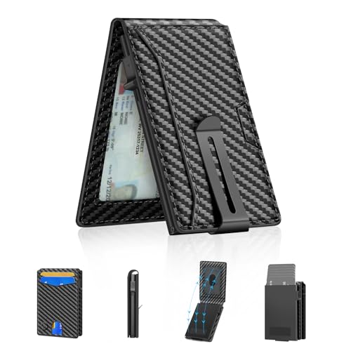 Mens Wallet Front Pocket Bifold Fashion Slim Wallets for Men with Money Clip (Carbon)