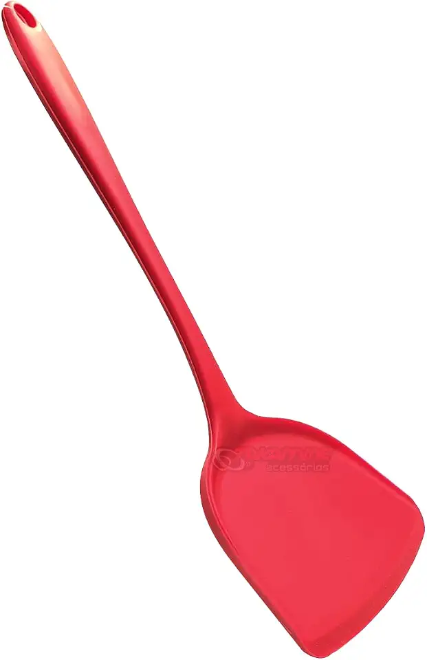 Espátula de Silicone Vermelha 32 cm para Hambúrguer Omelete Panqueca Não Risca Panela