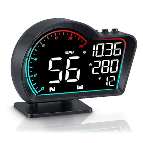 Pteanecay Digital GPS Speedometer Universal Car Component Up Display with Speed MPH Compass Direction Fatigue Driving Reminder, Black, 500707020