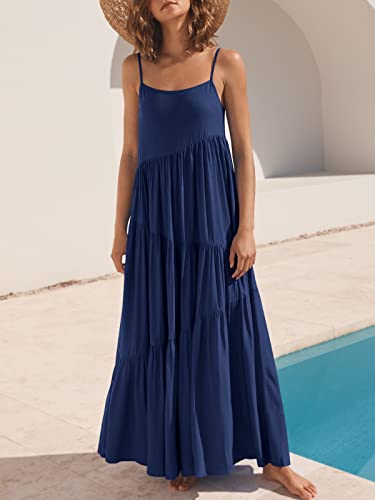 Image of ANRABESS Women Summer Casual Loose Sleeveless Sundress Spaghetti Strap Flowy Boho Linen Beach Vacation Maxi Long Dress