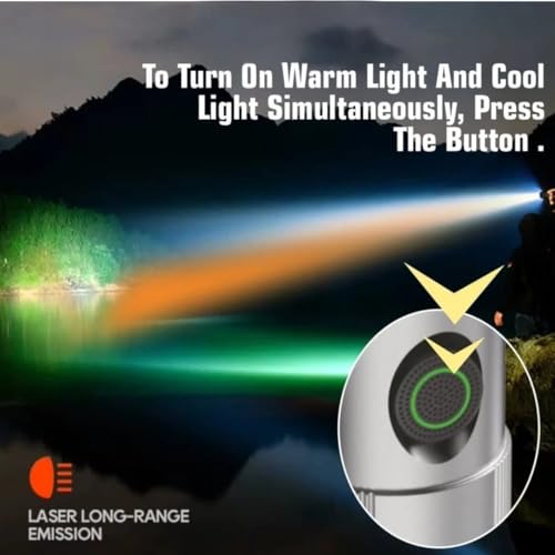 Image of RL-M12D 150W+150W with Warm & Cold Light Modes Metal Torch | 3000mAh Rechargeable LED Flashlight | Type-C Charging | Zooming Head | Long Range Telescopic Focus Torch for Outdoor & Home Use