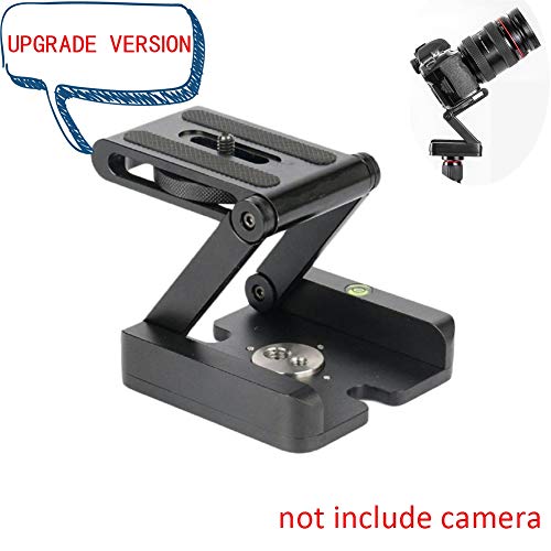 RAINBEAN Z Flex Tilt Tripod Head Aluminum Alloy Folding Quick Release Plate Stand Holder for DSLR Compatible Slide Rail Camera Camcorder Tripod with Spirit Level for Canon Nikon Sony Pentax-Silver