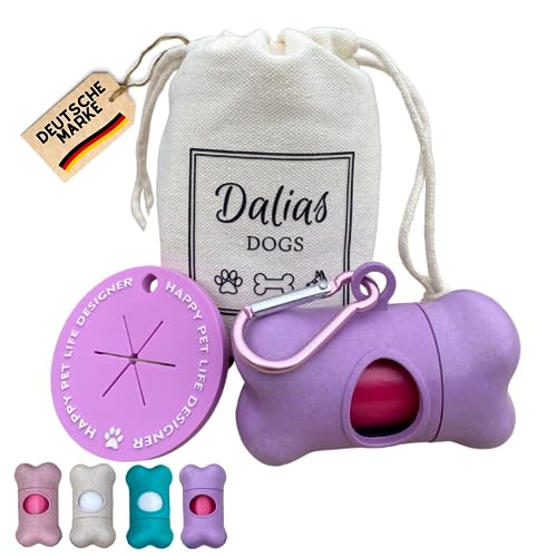DALIAS DOGS 5-in-1 Kotbeutelspender aus Weizengras, kompostierbare Beutel, Leckerlibeutel & Halter