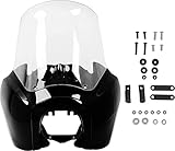ECOTRIC Headlight Fairing Cover w/ 15'' Clear Windshield Compatible with Harley Davidson Dyna Low...