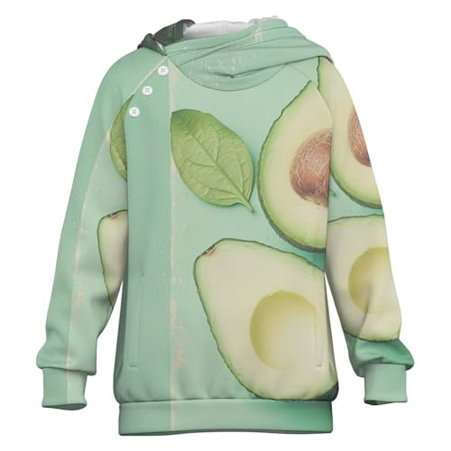 Healthy Food AvocadoChildren's Raglan Sleeve Hoodie, Suitable for Home And Outdoor Use10-11Y