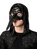 Pest-Arzt-Maske für Erwachsene, mittelalterliches Kostüm, Vogelähnliches Schnabelmaske, für Halloween, Karneval und Themenpartys, Einheitsgröße (schwarz)