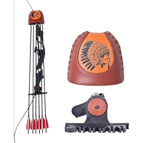 SPG Adjustable Archery Arrow Quiver - Leather Quiver Arrow Holder with Quick Shoot System Longbow Recurve Bow Quiver 4/6 Arrows Hanged Arrow Case for Hunting Shooting Practice(6 Arrows) Cover