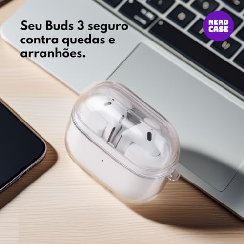 NERDCASE, Capa de Silicone Transparente Compatível com Galaxy Buds 3 e 3 Pro, Proteção Premium