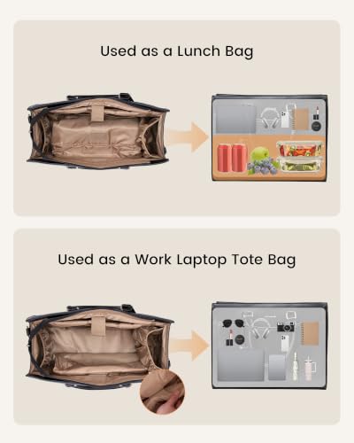 Image of LOVEVOOK Lunch Tote Bag for Women, Laptop Work Bag with Lunch Compartment | 40oz Cup Holder, 2 in 1 Lunch Tote Gag for Business,Teacher,Nurse,Office,College,Casual, Fit 15.6inch Laptop, Large Capacity