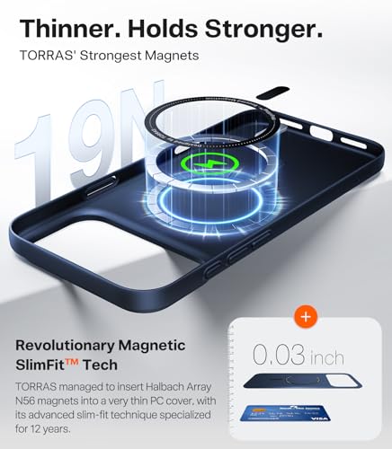 Image of TORRAS Magnetic Slim Fit for iPhone 17 Pro Case Thin, Deep Blue