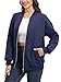 Timuspo Langarm Zipper Damen-Jacken Elegant Damenjacken Für Den Übergang Rippbündchen Sweatshirt Jacke Warm Bequem Strickjacke Marineblau M