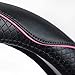 Rueesh Microfiber Leather Steering Wheel Cover Anti-Slip Matte Finish Auto Car Wheel Cover Universal 15 Inch Wheel Cover for Car Embossing Pattern (Pink Line)