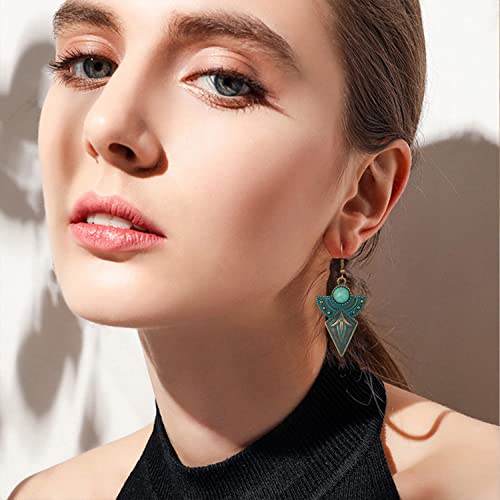 Handmade Vintage Bohemian Turquoise Drop Dangle Earrings Unique geometry Fan Statement Earrings for Women Girls Hypoallergenic Jewelry4