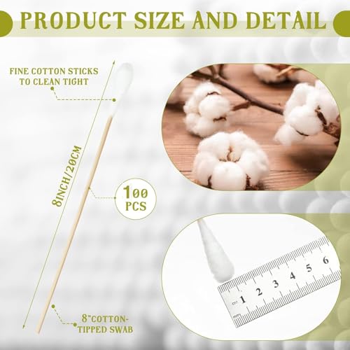 Image of Large Cotton Swabs in Storage Box, 6 Inch Dog Ear Swabs with Bamboo Handle for Dogs - Soft Cotton Tips, Gentle and Lint-Free, Specially Designed for Dog,Large Area Cleaning Solution (200)