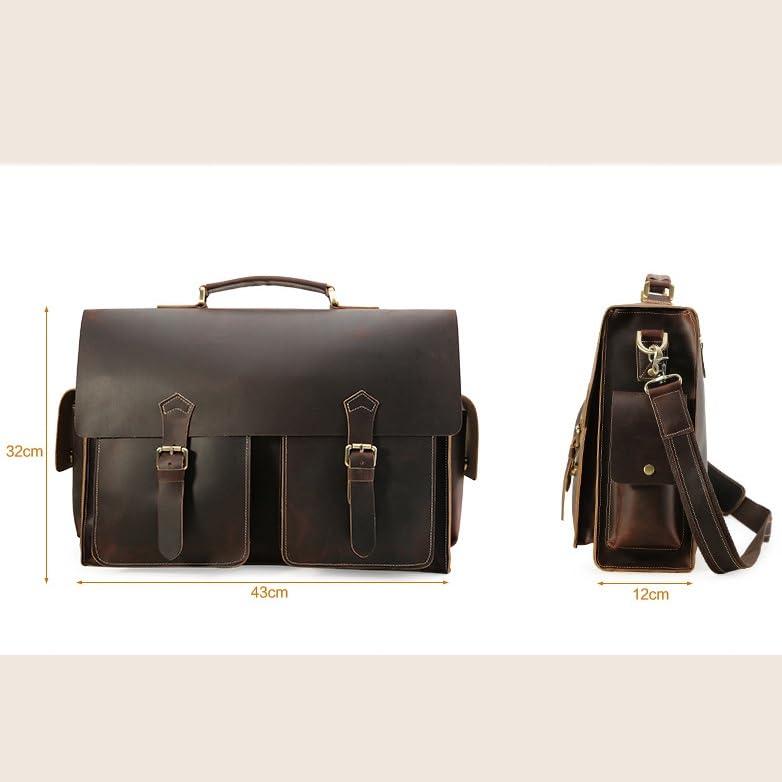 PTEXTU Leather Slim Briefcase for Men 15.6" Laptop Crossbody Messenger Bag Business Work Lawyer Attache Case2