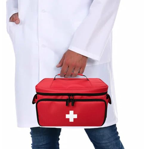 Image of Medicine Storage Bag, Empty First Aid Bag, Medicine Organizer and Storage Bag Empty, Pill Bottle Organizer for Emergency, First Aid Box Family Zippered Medicine Bag for Home and Travel