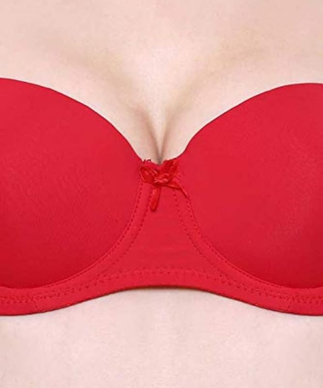 Image of Brachy Women Cotton Nylon Spandex Padded Underwire Strapless Backless Invisible Clear Transparent Back Push up Bra with (Free Extra Transparent Strap)