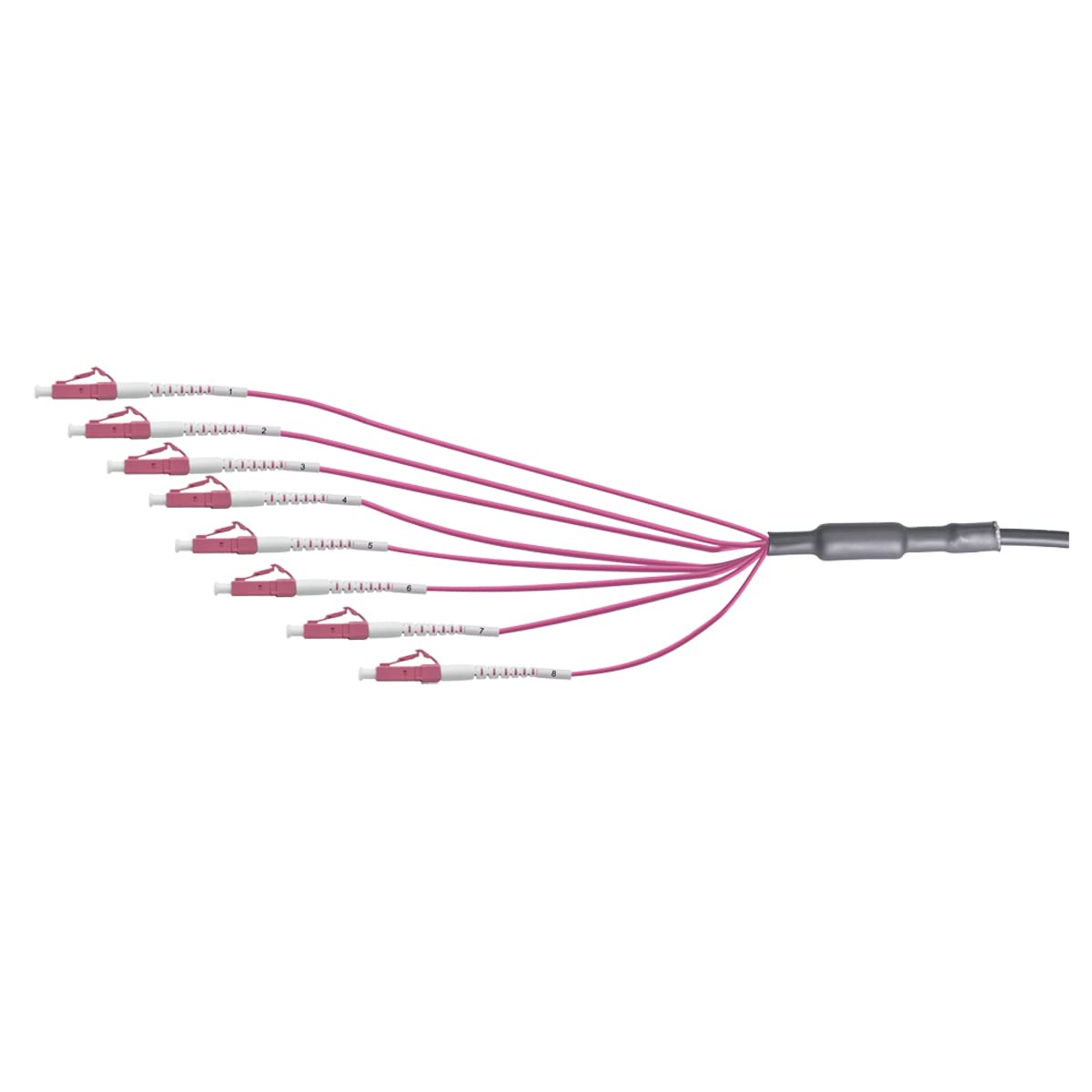 LogiLink FT2U200 – Câble de jonction à fibre optique U-DQ(ZN) soutien-gorge, (pour intérieur et extérieur), avec aide à la traction 8 fibres Multimode OM4, LC/UPC – LC/UPC, 200 m