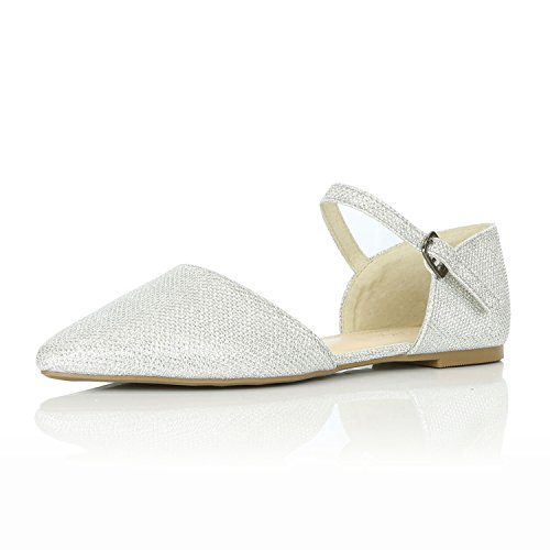 DailyShoes Women's Pointy Toe Flats D'Orsay Buckle Ankle Strap Casual Comfort Ballerina Ballet Flat Shoes