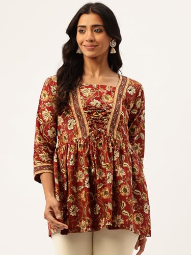 Image of Princess Cut Top for Women - 3 /4 Sleeves with Front Drawstrings (S-XXL)