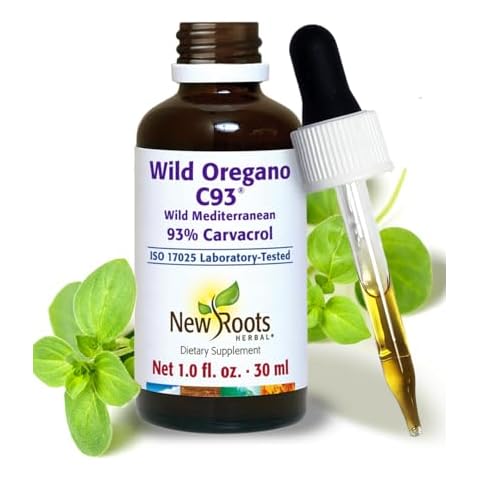 New Roots | Wild Oregano Oil C93 | 93% Carvacrol (1 fl oz) Compare to Organic | Hand-Picked Mediterranean Oregano Oil Liquid | Aceite de Oregano for Immune Support | Non-GMO, Vegan, Gluten-Free Cover