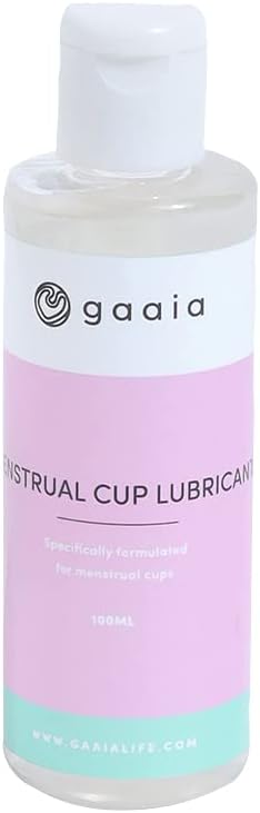 Gaaia Menstrual Cup Lubricant: Water based lubricant, paraben-free, hypoallergenic and safe for use. Helps with usage of a menstrual cup.