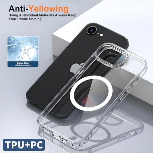 Image of FanTEK Phone Case Compatible with iPhone 16e 6.1 Inch, Magnetic Case Clear Protective Bumper Hard Back Cover