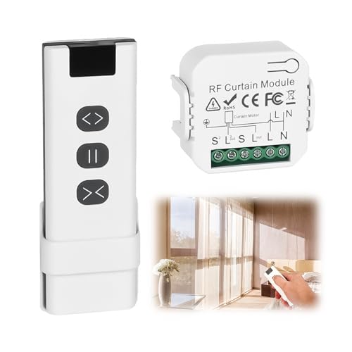 Funkschalter Jalousieschalter Set mit Fernbedienung Funk Rolladenschalter für Rolladen, Jalousien, Markisen, Bestehend aus RF Fernbedienung + Empfänger Modul, Bis 100m Reichweite