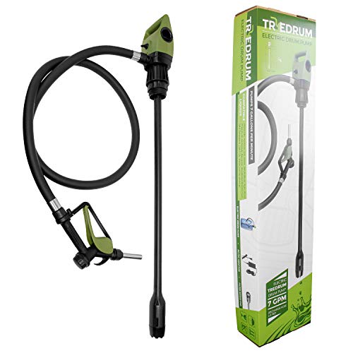 Electric Drum Barrel Siphon for 55 Gallon Drums with Corrugated P.E. Discharge Hose with Easy Squeeze Nozzle