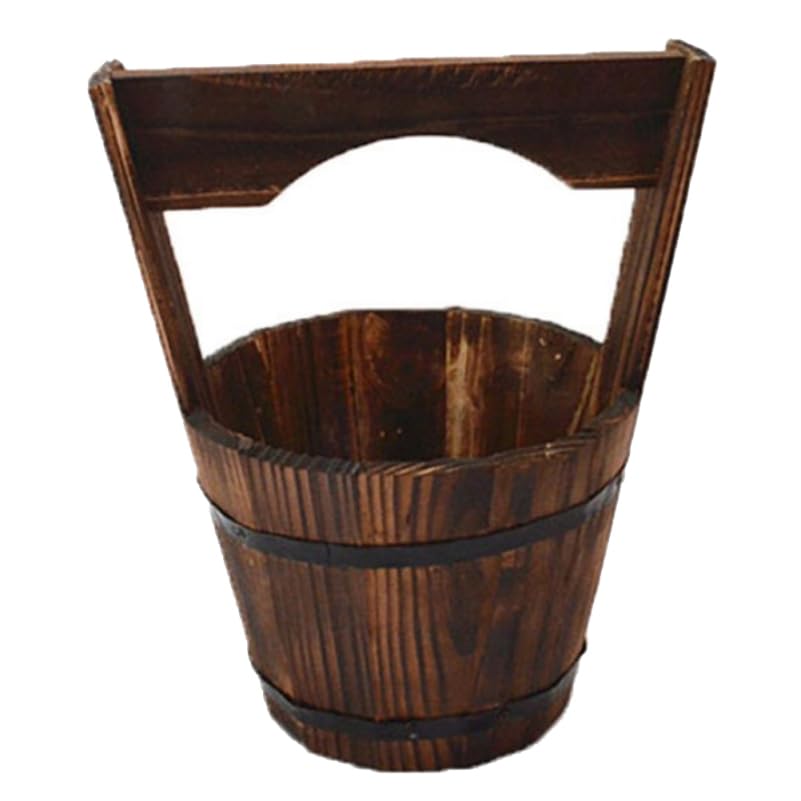 Toddmomy Rustic Wooden Wall Hanging Planter - Decorative Half-Barrel Plant Pot for Indoor Outdoor Garden, Farmhouse Style Vertical Flower Bucket for