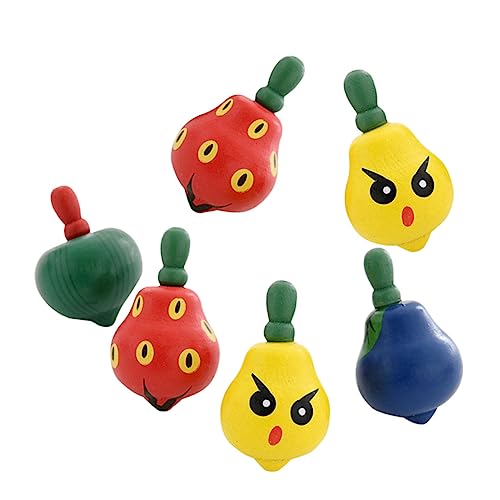 Generic Wooden Fruit Shape Tops Toys 6 Assorted Styles Kids' Spinning Gyroscope Toy Safe Educational Wooden Random Style