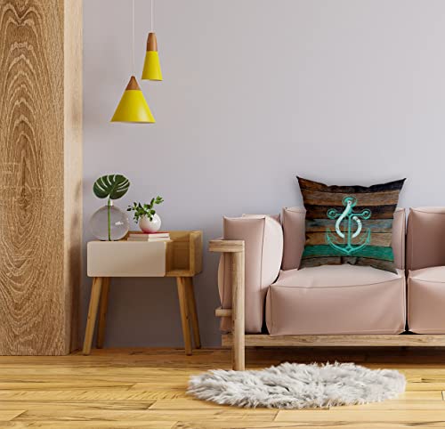 Rustic Nautical Boat Anchor Throw Cushion Cover Throw Pillow Cover,Farmhouse Navigation Decorative Throw Pillow Case 18" X 18" For Sofa Couch Bed,Coastal House Decor,Sea Lovers Gifts #TOP2