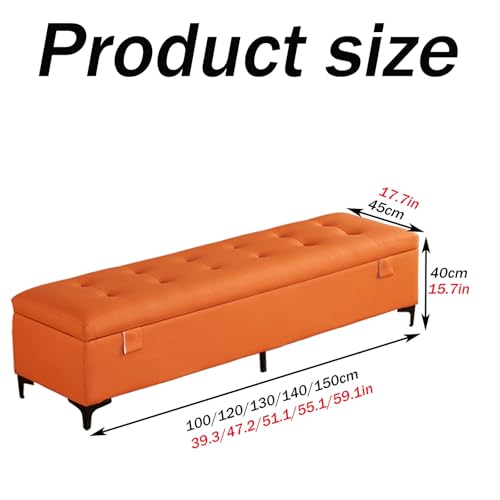 Banc de rangement pour entrée encombrée : l'ottoman moderne en cuir blanc cassé 100cm - 3