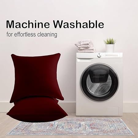 Image of Premium Polyester Fiber Cushion Fillers - Pack of 2 Pcs | 22 x 22 Inches | Burgundy| Cushions, Sofa Pillow, Cushion for Sofa, Cushion for Bed, Decorative Pillow, Pillow for Support