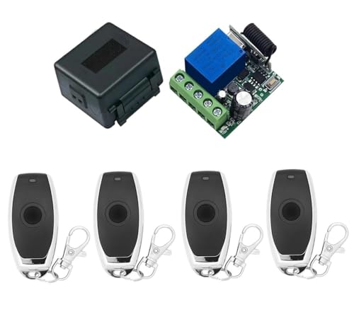 Image of QIACHIP DC 5V 6V 9V 12V 24V 60V Wireless Remote Switch 433Mhz 1 Channel Relay Receiver Momentary Toggle with 4 Transmitter for Gate Door,LED,Car