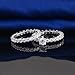 Epinki Fashion Ring Women 9K White Gold Stackable 2 Ring Set with Round Moissanite Wedding Bands Size 5